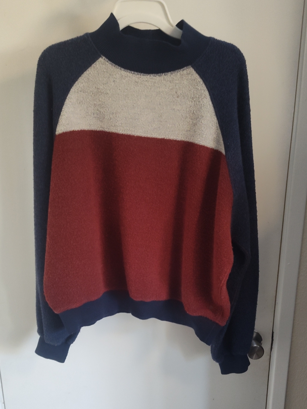 Prana Colorblock Crewneck Sweater - Navy, Cream & Rust